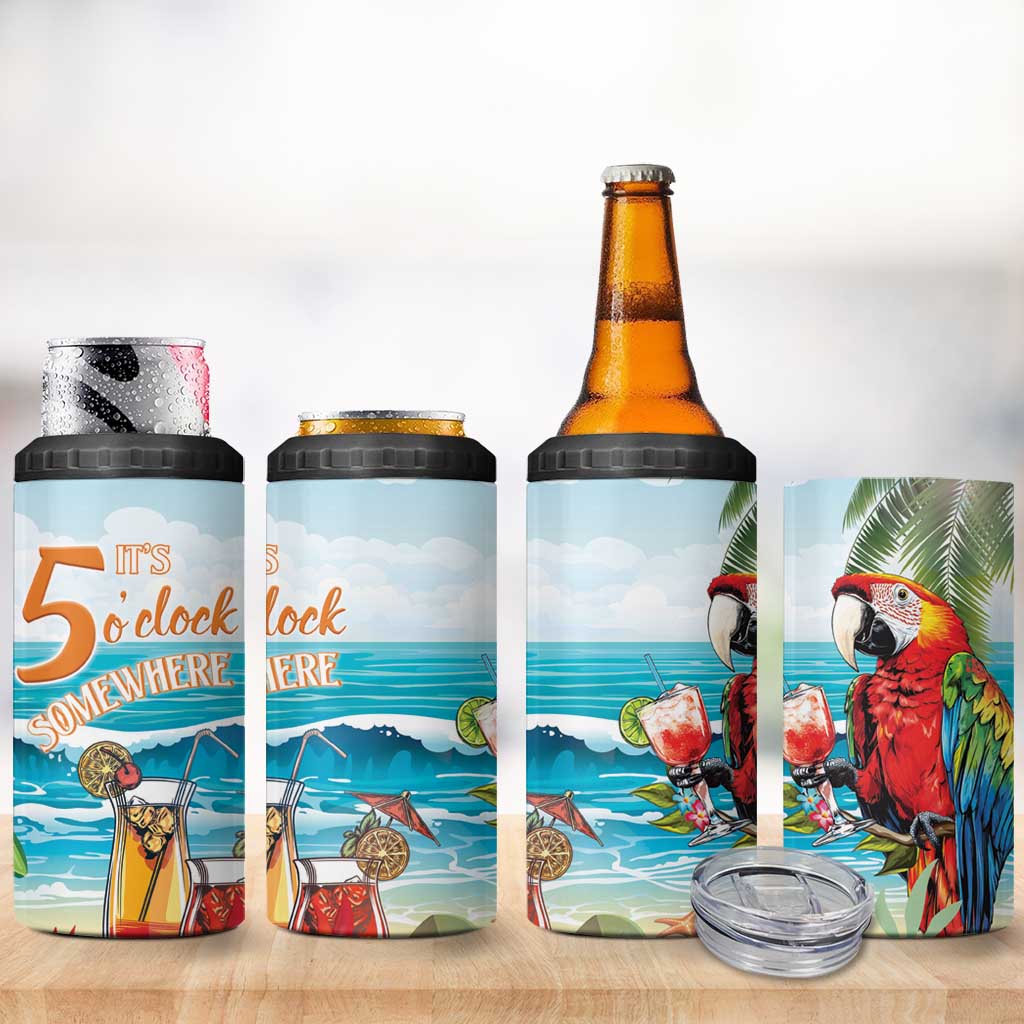 Aloha Hawaii Christmas 4 in 1 Can Cooler Tumbler It's 5 o'clock Somewhere LT7 - Wonder Print Shop