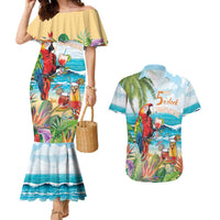 Aloha Hawaii Christmas Couples Matching Mermaid Dress and Hawaiian Shirt It's 5 o'clock Somewhere LT7 - Wonder Print Shop