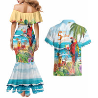 Aloha Hawaii Christmas Couples Matching Mermaid Dress and Hawaiian Shirt It's 5 o'clock Somewhere LT7 - Wonder Print Shop