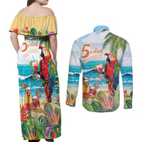 Aloha Hawaii Christmas Couples Matching Off Shoulder Maxi Dress and Long Sleeve Button Shirt It's 5 o'clock Somewhere LT7 - Wonder Print Shop