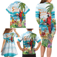 Aloha Hawaii Christmas Family Matching Long Sleeve Bodycon Dress and Hawaiian Shirt It's 5 o'clock Somewhere LT7 - Wonder Print Shop