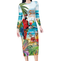 Aloha Hawaii Christmas Family Matching Long Sleeve Bodycon Dress and Hawaiian Shirt It's 5 o'clock Somewhere LT7 - Wonder Print Shop