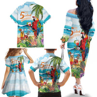 Aloha Hawaii Christmas Family Matching Off The Shoulder Long Sleeve Dress and Hawaiian Shirt It's 5 o'clock Somewhere - Wonder Print Shop