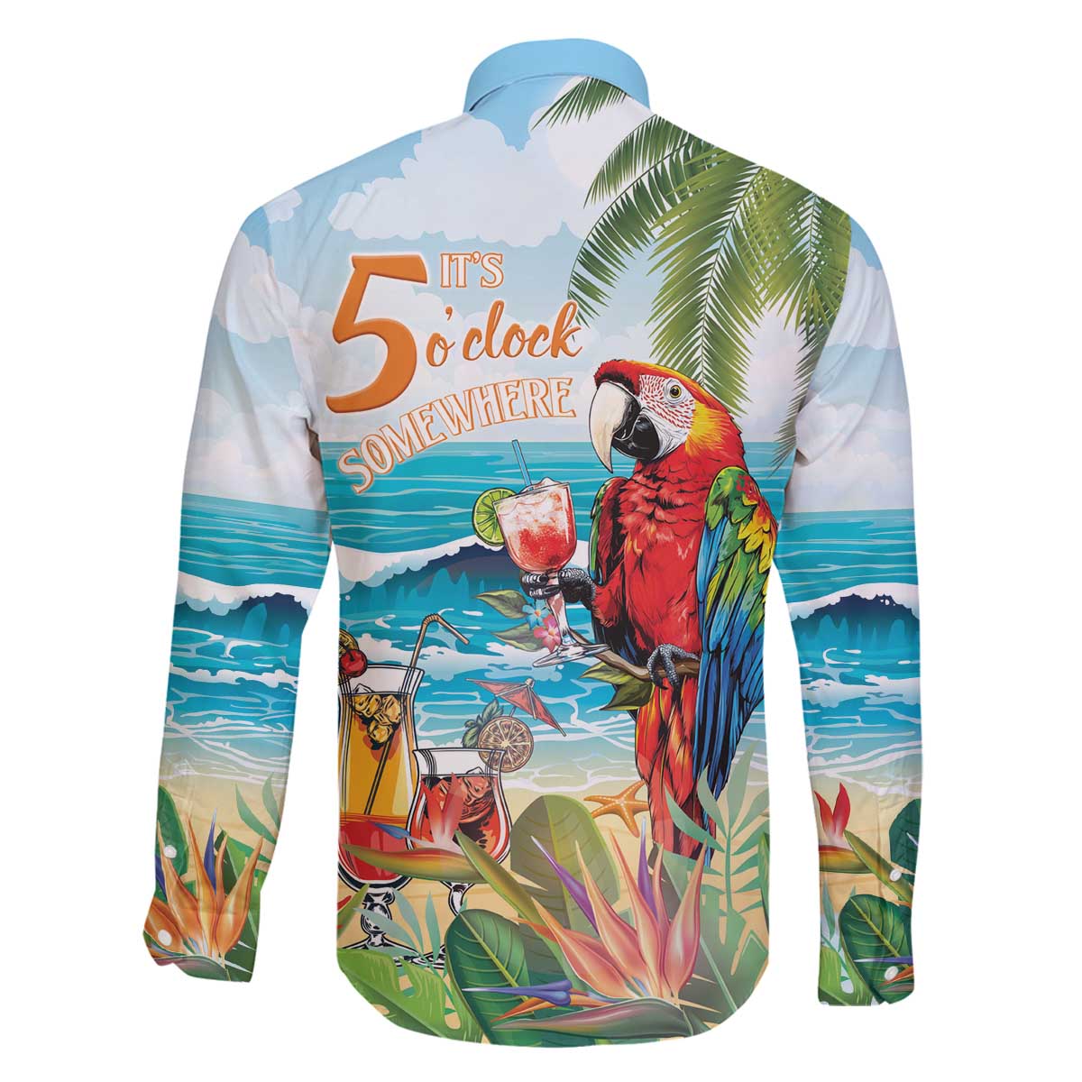 Aloha Hawaii Christmas Family Matching Off The Shoulder Long Sleeve Dress and Hawaiian Shirt It's 5 o'clock Somewhere - Wonder Print Shop