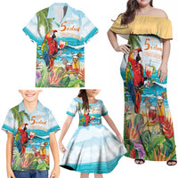 Aloha Hawaii Christmas Family Matching Off Shoulder Maxi Dress and Hawaiian Shirt It's 5 o'clock Somewhere LT7 - Wonder Print Shop