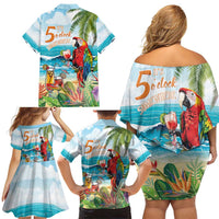 Aloha Hawaii Christmas Family Matching Off Shoulder Short Dress and Hawaiian Shirt It's 5 o'clock Somewhere LT7 - Wonder Print Shop