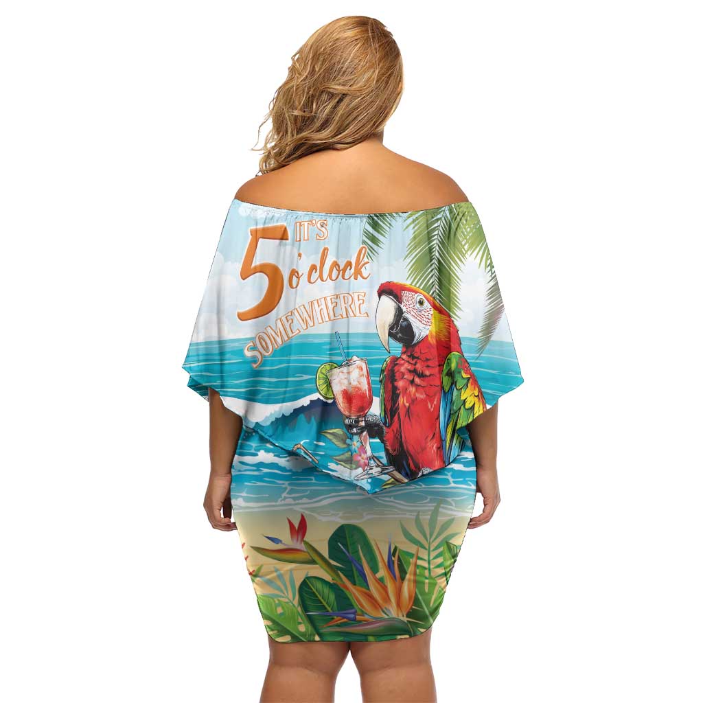 Aloha Hawaii Christmas Family Matching Off Shoulder Short Dress and Hawaiian Shirt It's 5 o'clock Somewhere LT7 - Wonder Print Shop