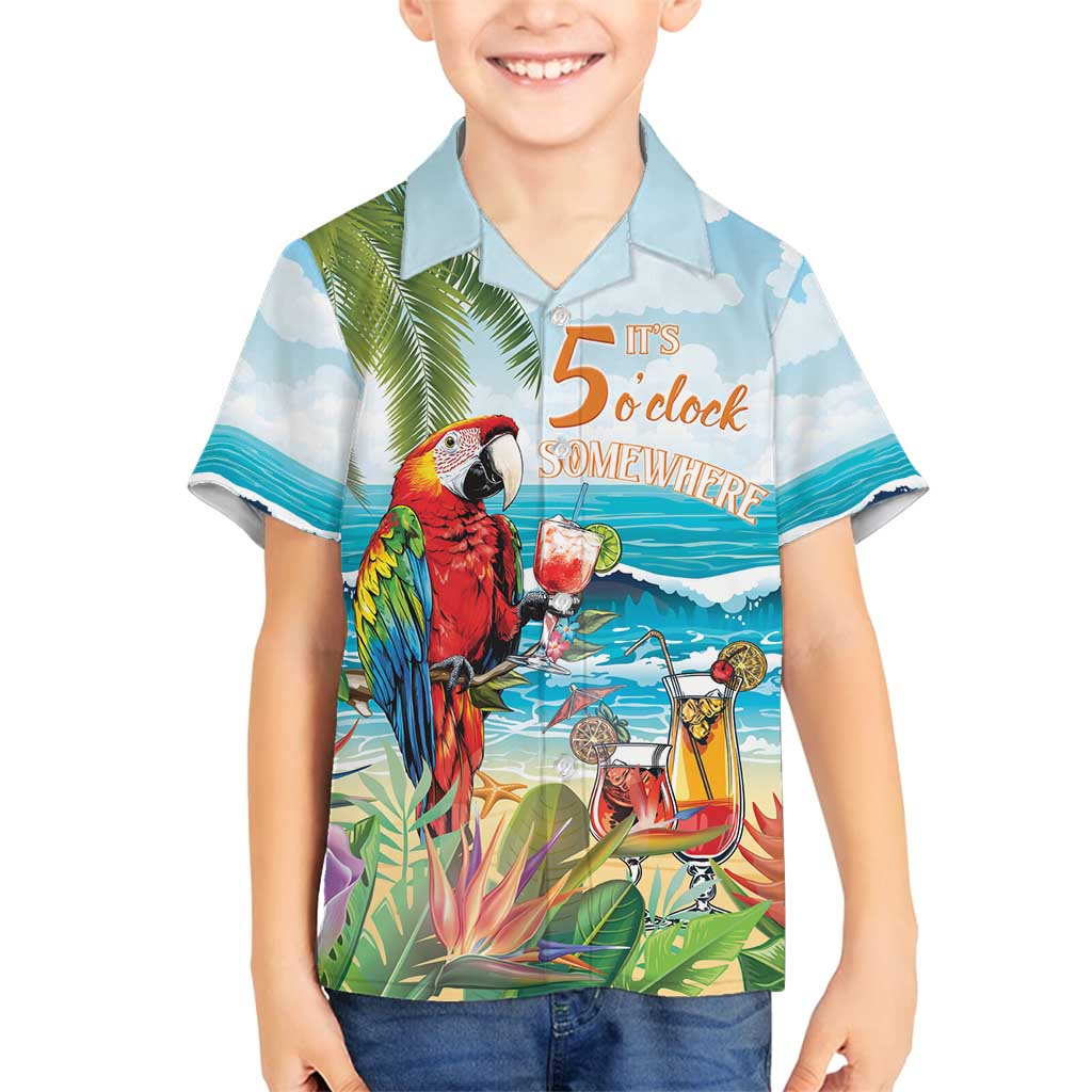 Aloha Hawaii Christmas Family Matching Off Shoulder Short Dress and Hawaiian Shirt It's 5 o'clock Somewhere LT7 - Wonder Print Shop
