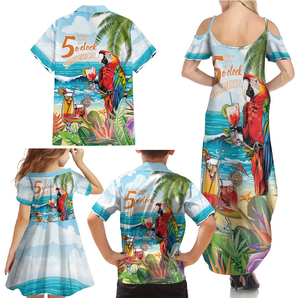 Aloha Hawaii Christmas Family Matching Summer Maxi Dress and Hawaiian Shirt It's 5 o'clock Somewhere - Wonder Print Shop
