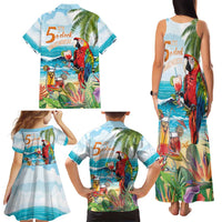 Aloha Hawaii Christmas Family Matching Tank Maxi Dress and Hawaiian Shirt It's 5 o'clock Somewhere - Wonder Print Shop