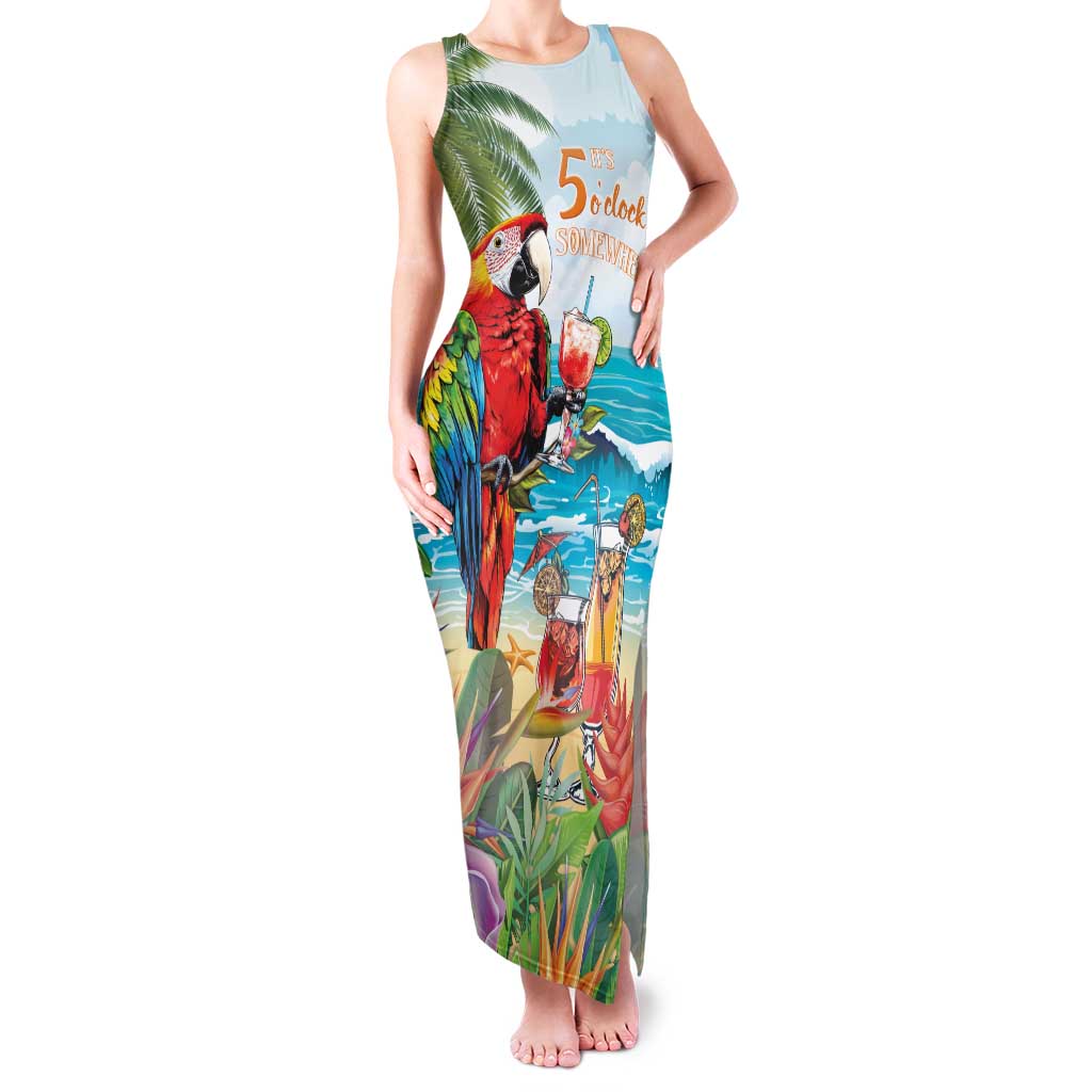 Aloha Hawaii Christmas Family Matching Tank Maxi Dress and Hawaiian Shirt It's 5 o'clock Somewhere - Wonder Print Shop