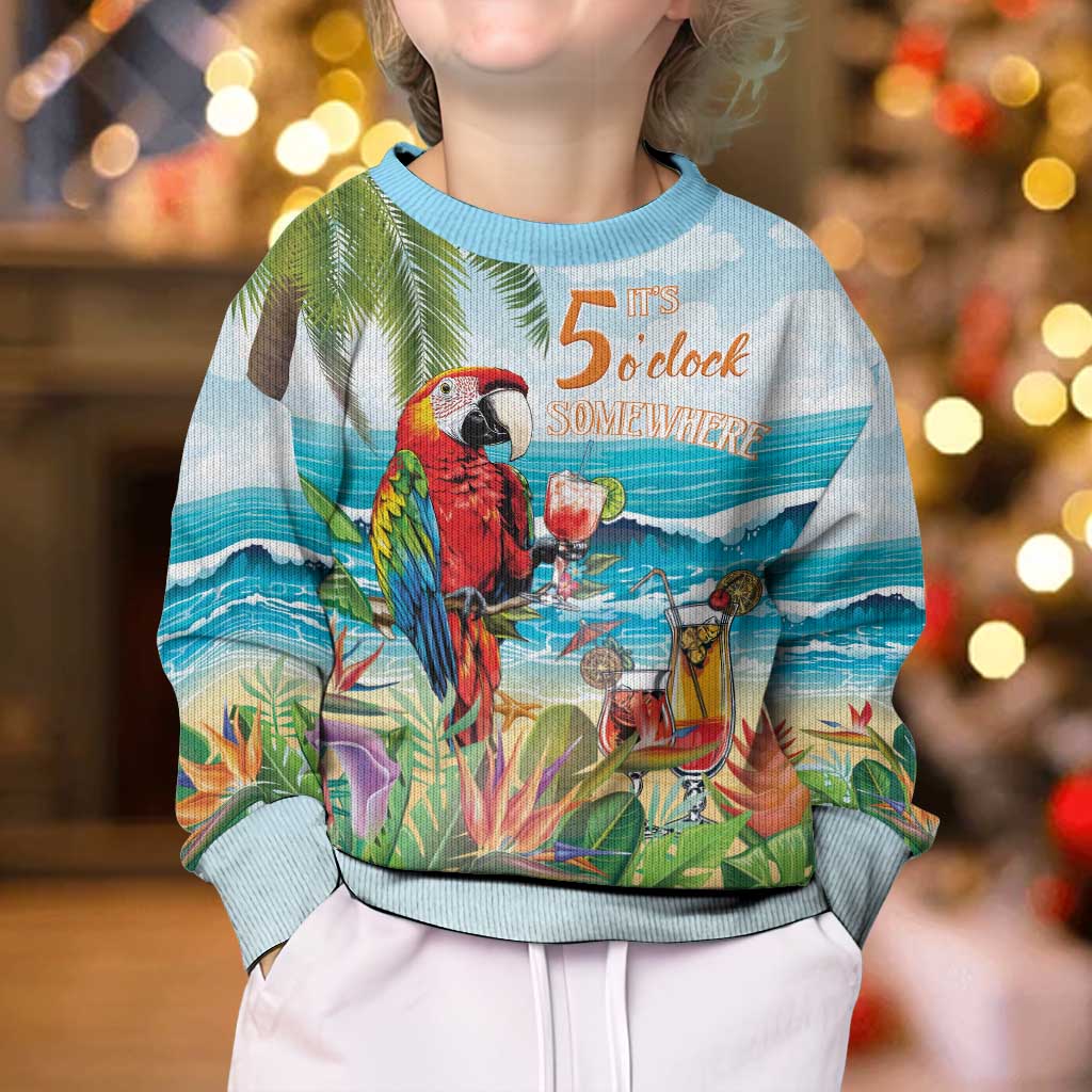 Aloha Hawaii Christmas Kid Ugly Christmas Sweater It's 5 o'clock Somewhere - Wonder Print Shop