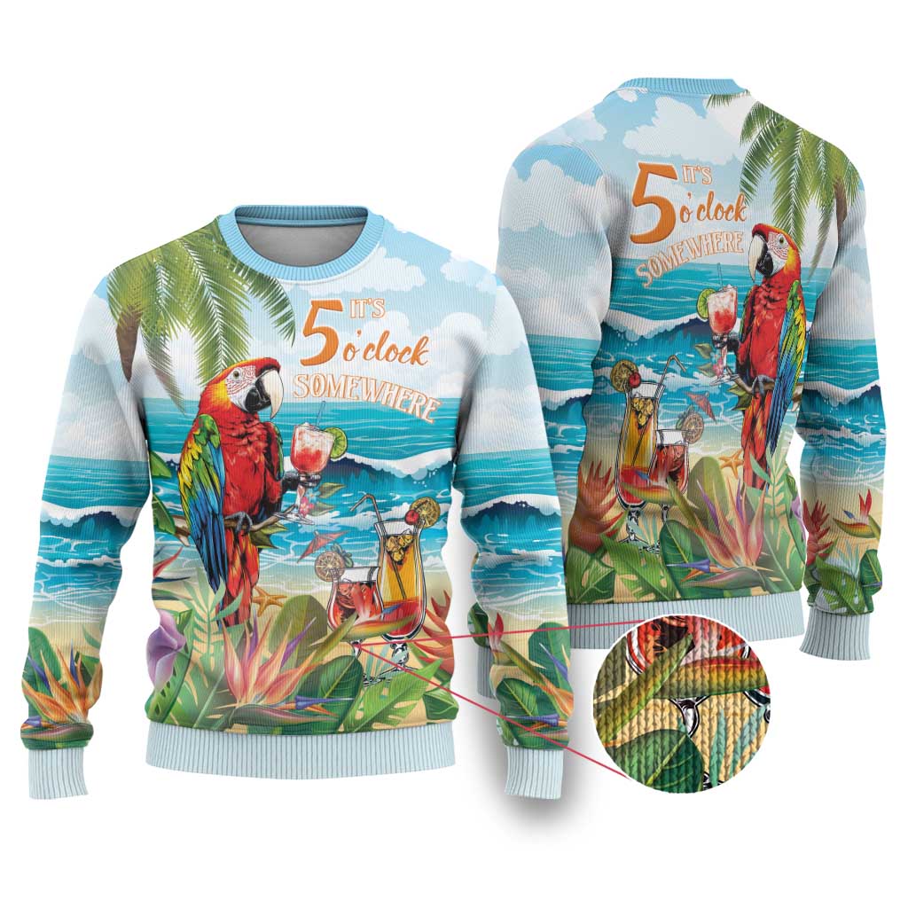 Aloha Hawaii Christmas Ugly Christmas Sweater It's 5 o'clock Somewhere - Wonder Print Shop