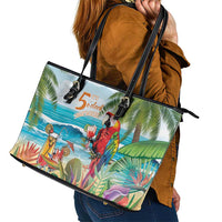 Aloha Hawaii Christmas Leather Tote Bag It's 5 o'clock Somewhere - Wonder Print Shop