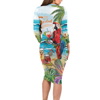 Aloha Hawaii Christmas Long Sleeve Bodycon Dress It's 5 o'clock Somewhere - Wonder Print Shop