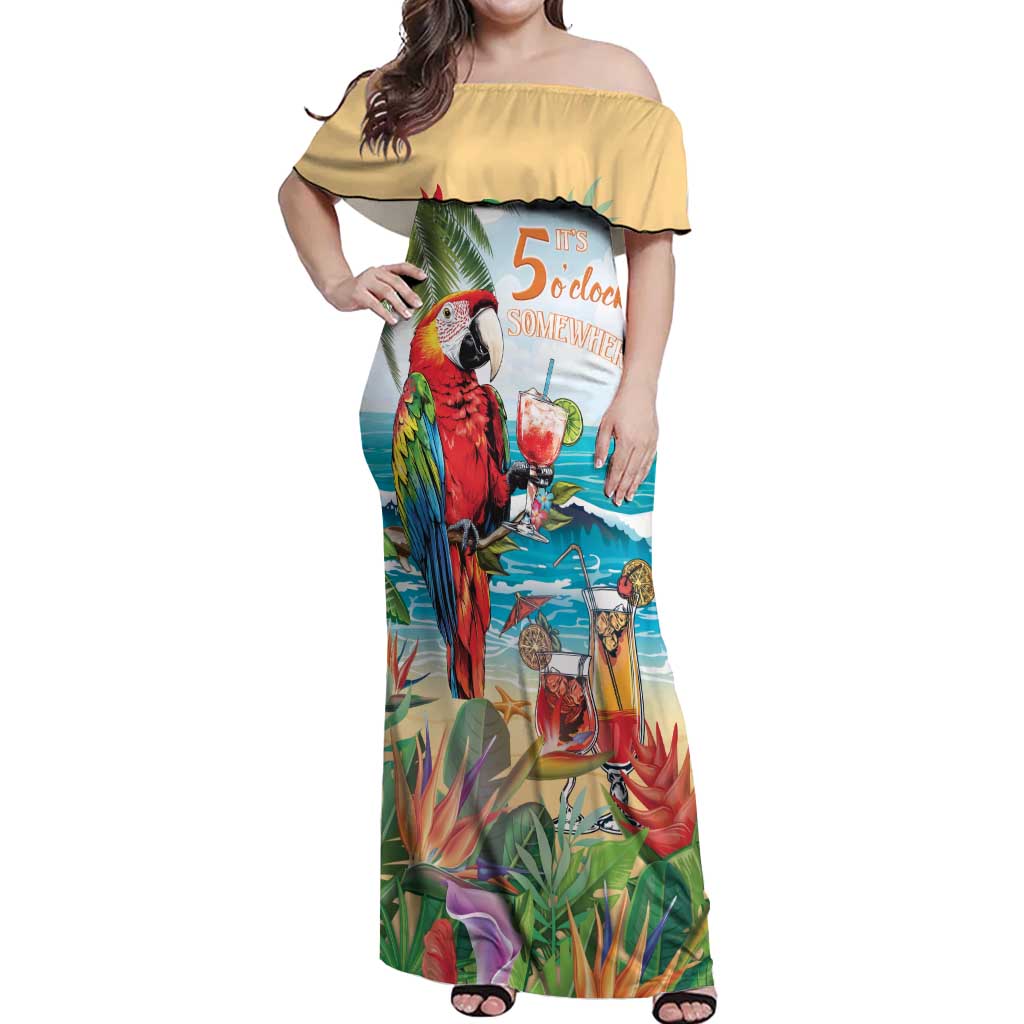 Aloha Hawaii Christmas Off Shoulder Maxi Dress It's 5 o'clock Somewhere - Wonder Print Shop