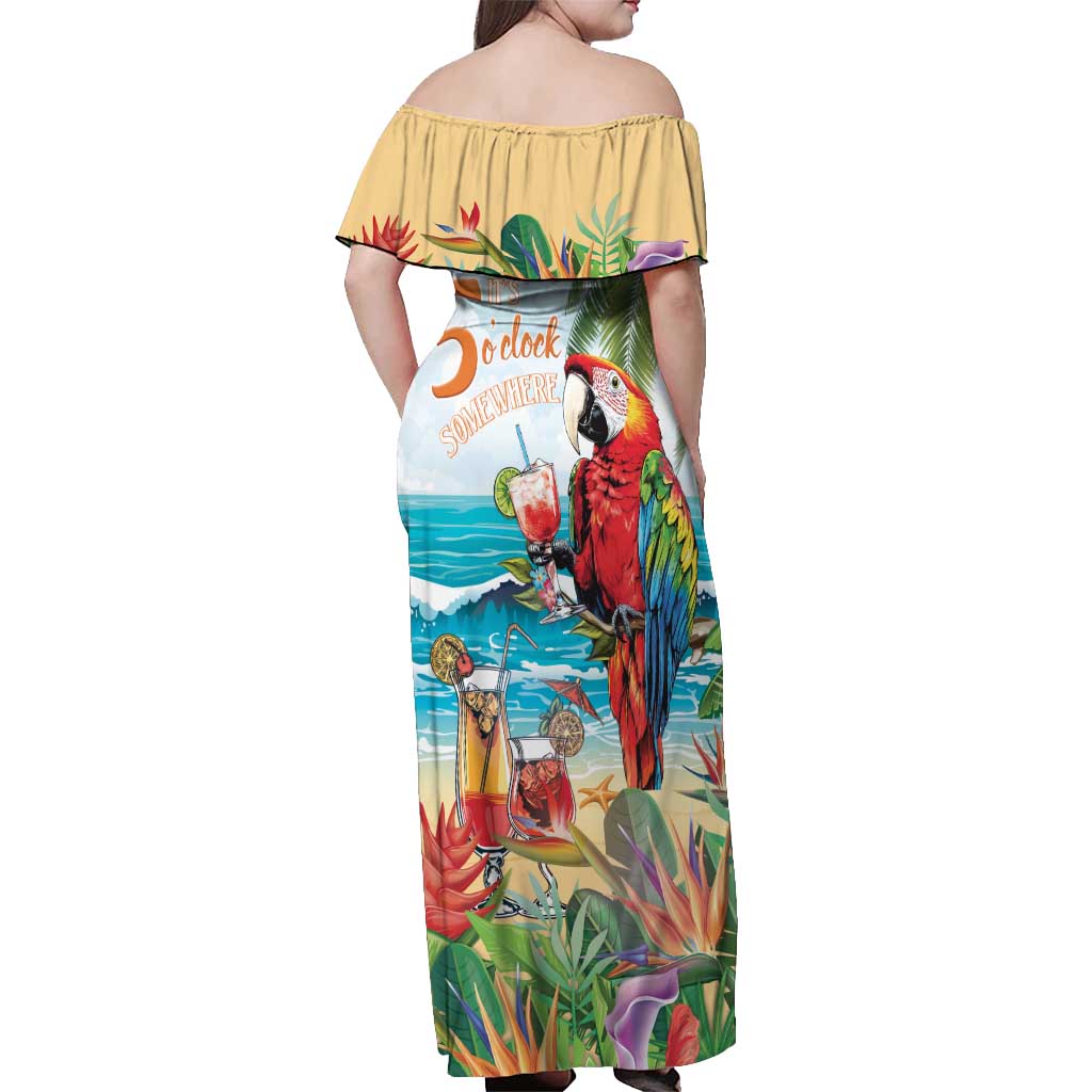 Aloha Hawaii Christmas Off Shoulder Maxi Dress It's 5 o'clock Somewhere - Wonder Print Shop