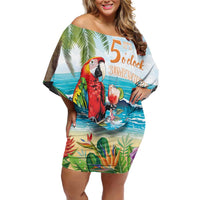 Aloha Hawaii Christmas Off Shoulder Short Dress It's 5 o'clock Somewhere - Wonder Print Shop