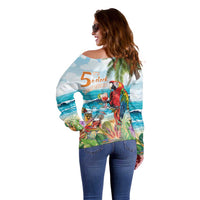 Aloha Hawaii Christmas Off Shoulder Sweater It's 5 o'clock Somewhere - Wonder Print Shop