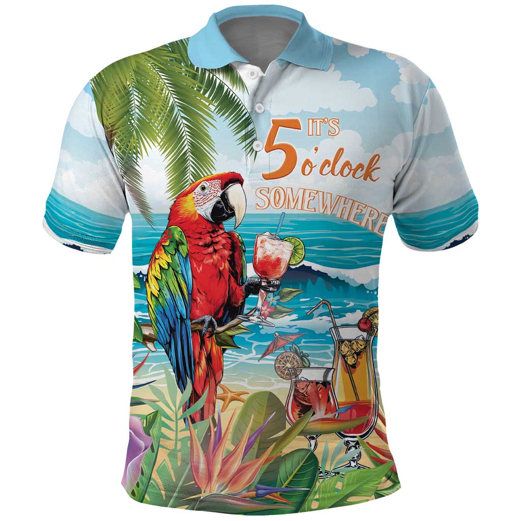 Aloha Hawaii Christmas Polo Shirt It's 5 o'clock Somewhere - Wonder Print Shop