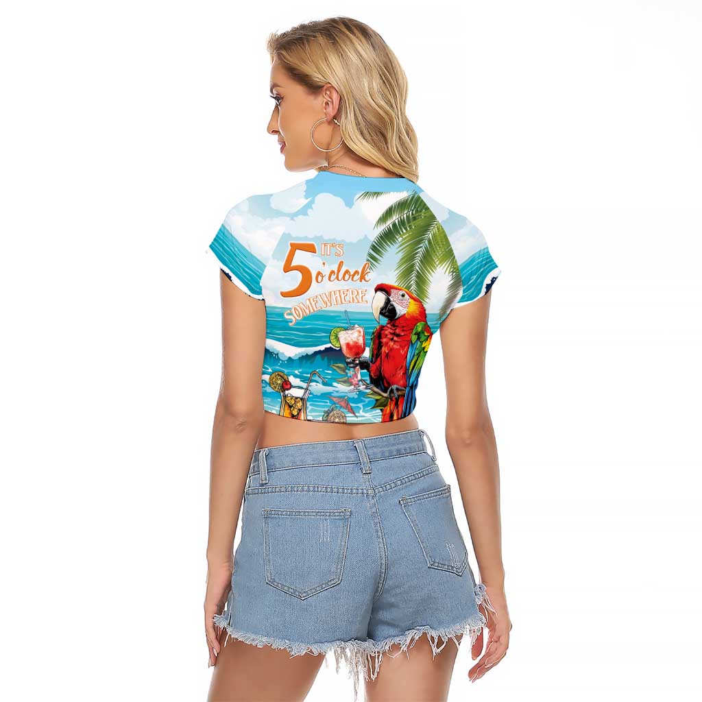 Aloha Hawaii Christmas Raglan Cropped T Shirt It's 5 o'clock Somewhere - Wonder Print Shop