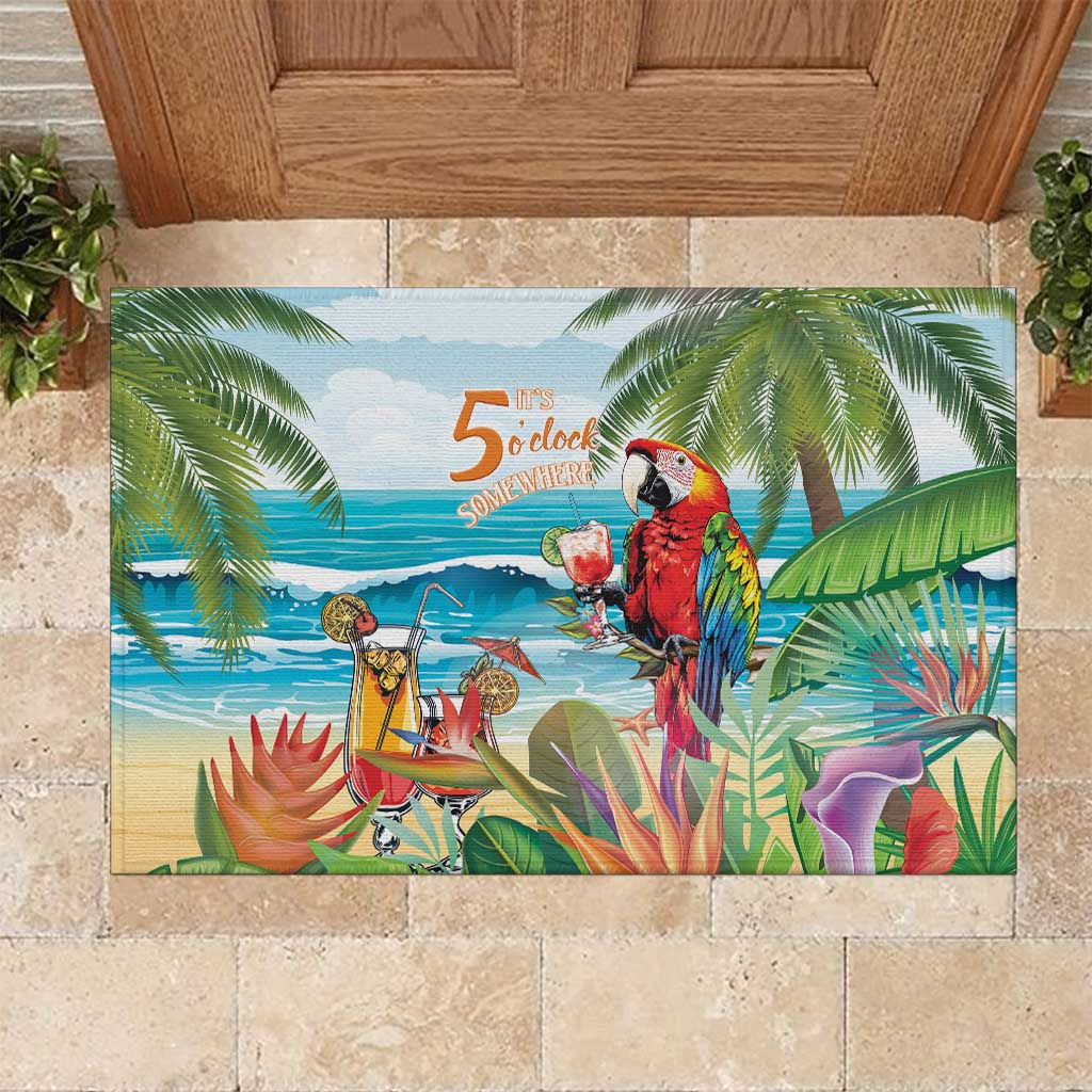 Aloha Hawaii Christmas Rubber Doormat It's 5 o'clock Somewhere - Wonder Print Shop