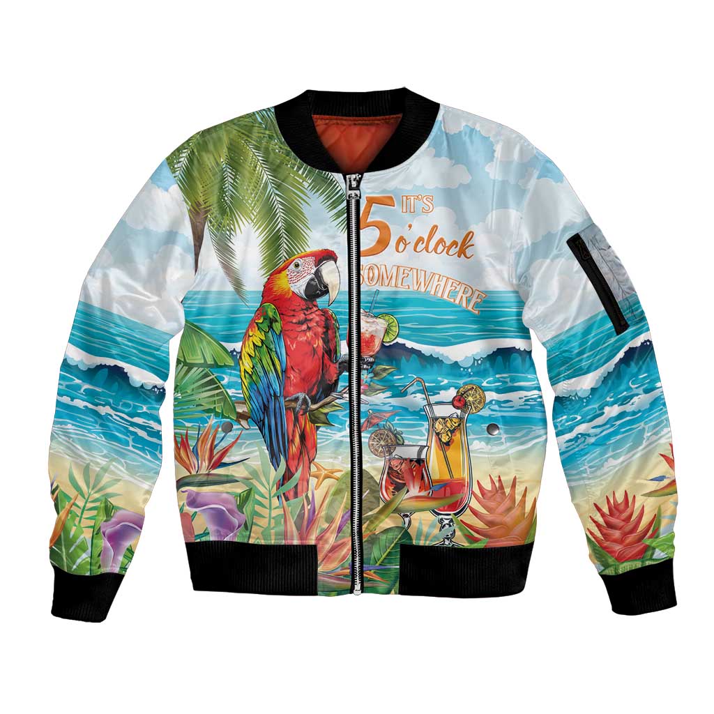 Aloha Hawaii Christmas Sleeve Zip Bomber Jacket It's 5 o'clock Somewhere - Wonder Print Shop