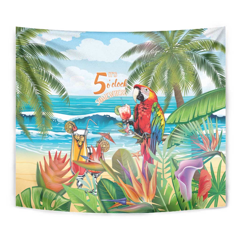 Aloha Hawaii Christmas Tapestry It's 5 o'clock Somewhere - Wonder Print Shop