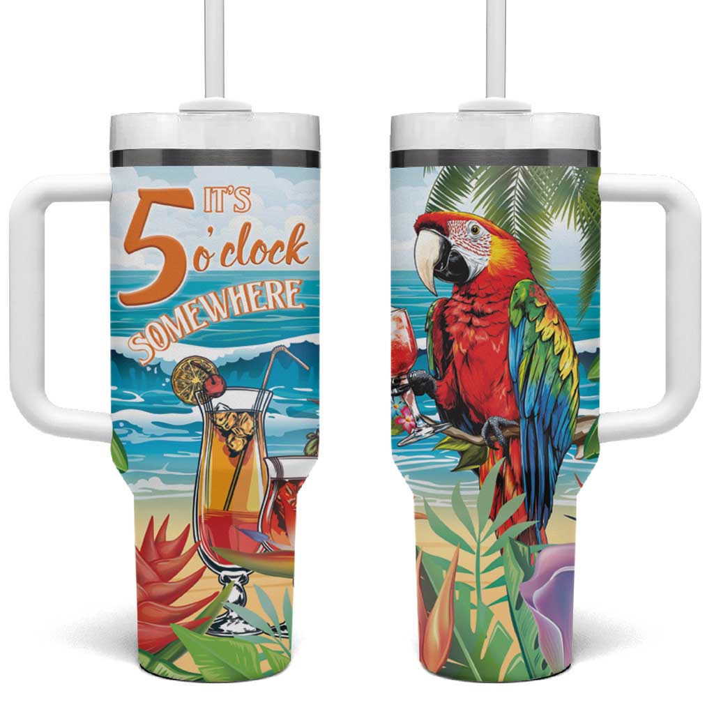 Aloha Hawaii Christmas Tumbler With Handle It's 5 o'clock Somewhere - Wonder Print Shop