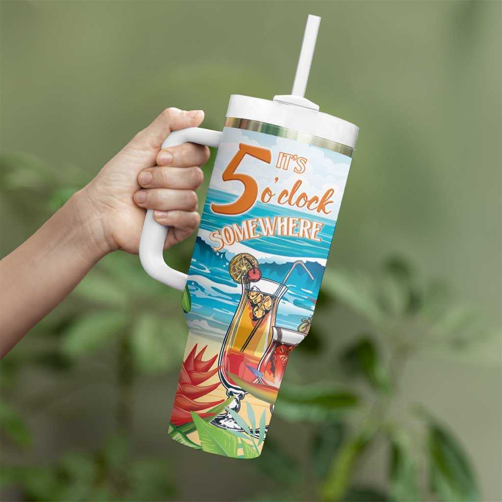 Aloha Hawaii Christmas Tumbler With Handle It's 5 o'clock Somewhere - Wonder Print Shop