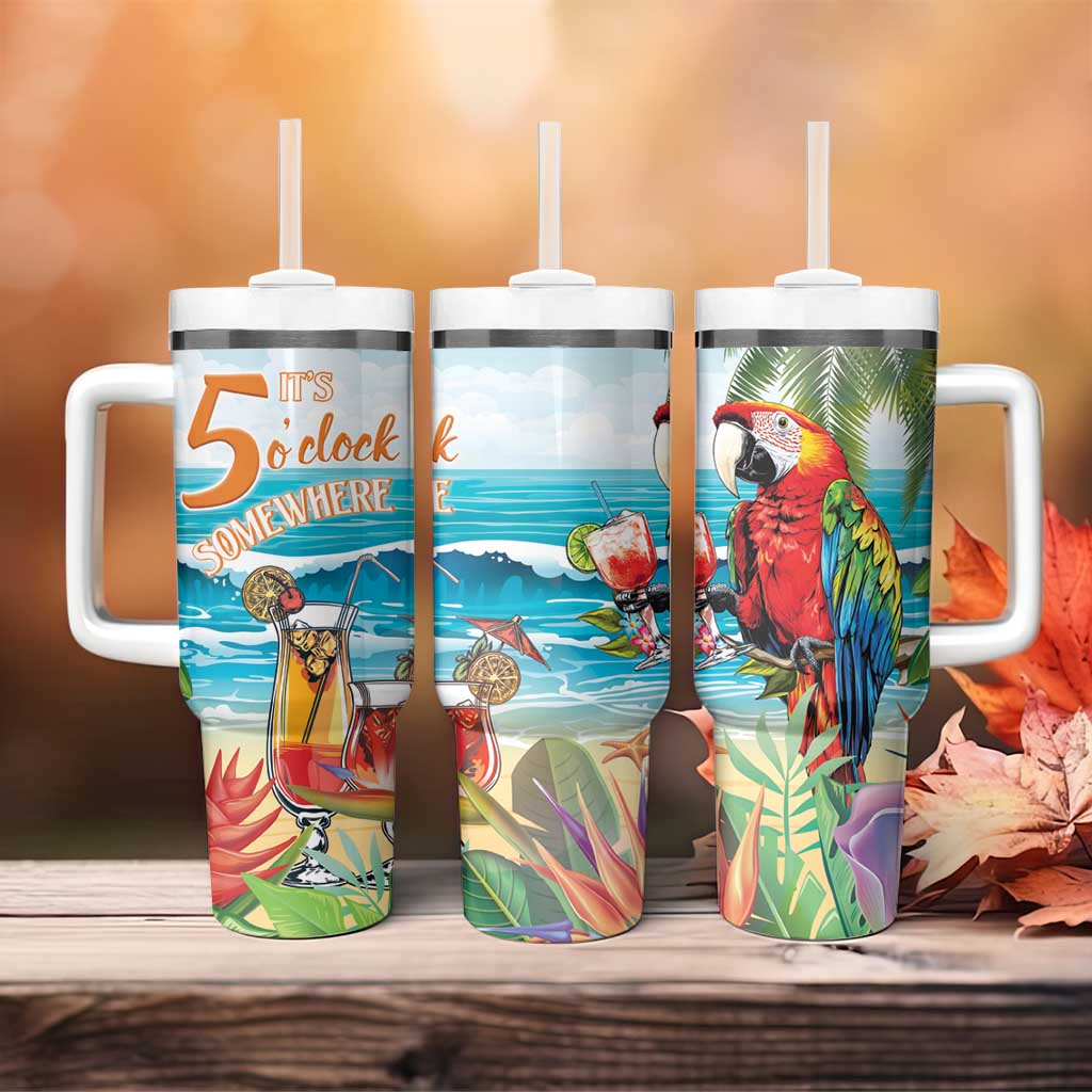 Aloha Hawaii Christmas Tumbler With Handle It's 5 o'clock Somewhere - Wonder Print Shop