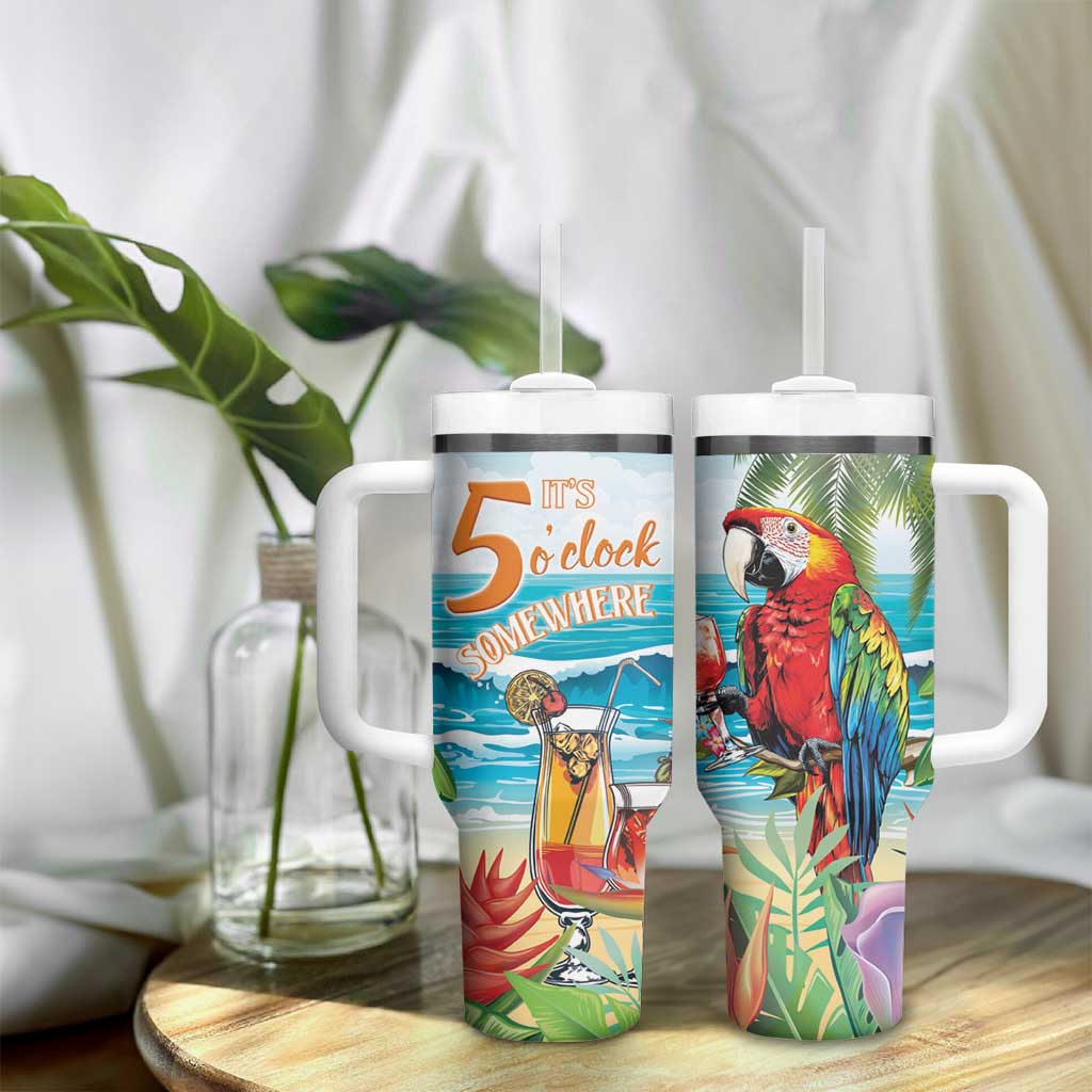 Aloha Hawaii Christmas Tumbler With Handle It's 5 o'clock Somewhere - Wonder Print Shop