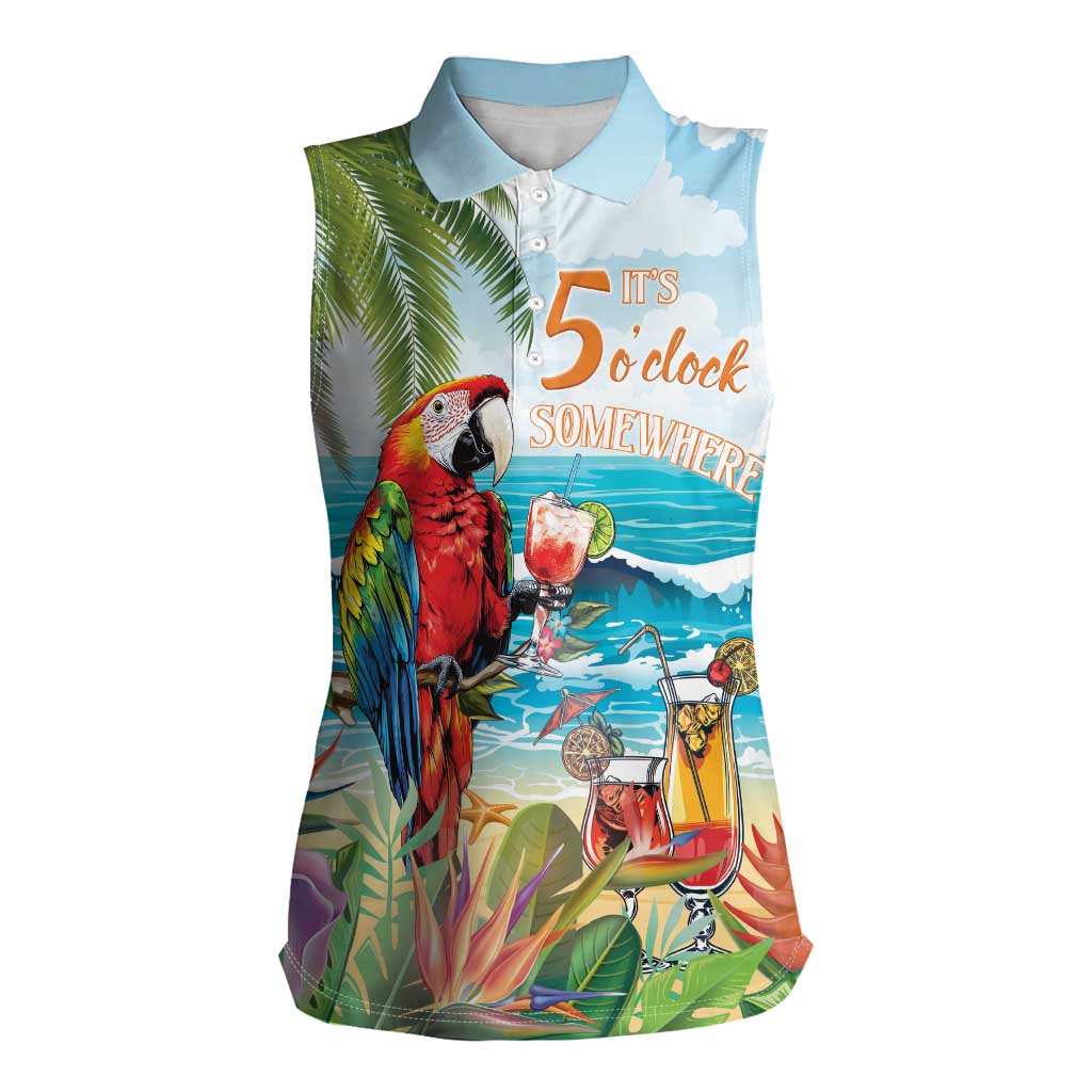 Aloha Hawaii Christmas Women Sleeveless Polo Shirt It's 5 o'clock Somewhere - Wonder Print Shop