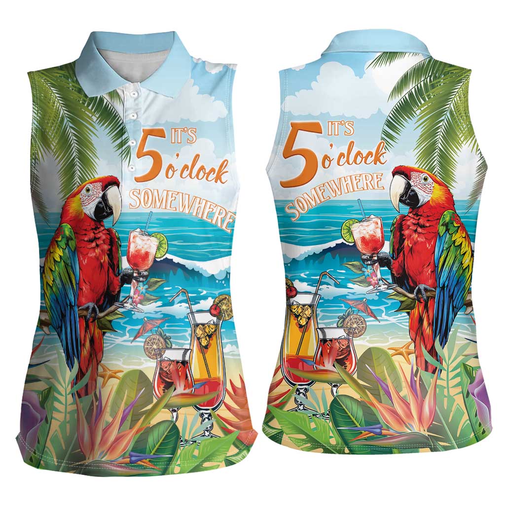 Aloha Hawaii Christmas Women Sleeveless Polo Shirt It's 5 o'clock Somewhere - Wonder Print Shop