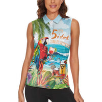 Aloha Hawaii Christmas Women Sleeveless Polo Shirt It's 5 o'clock Somewhere - Wonder Print Shop