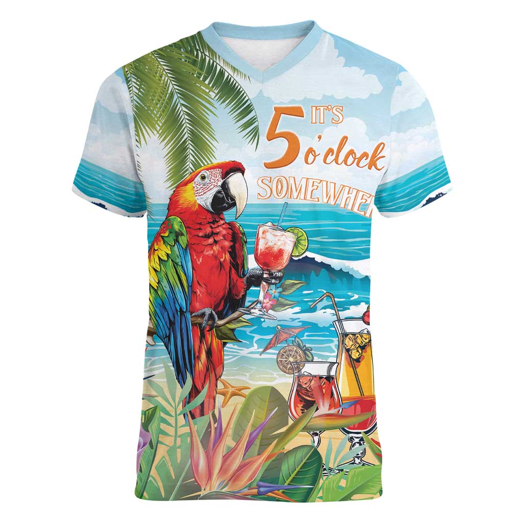 Aloha Hawaii Christmas Women V-Neck T-Shirt It's 5 o'clock Somewhere - Wonder Print Shop