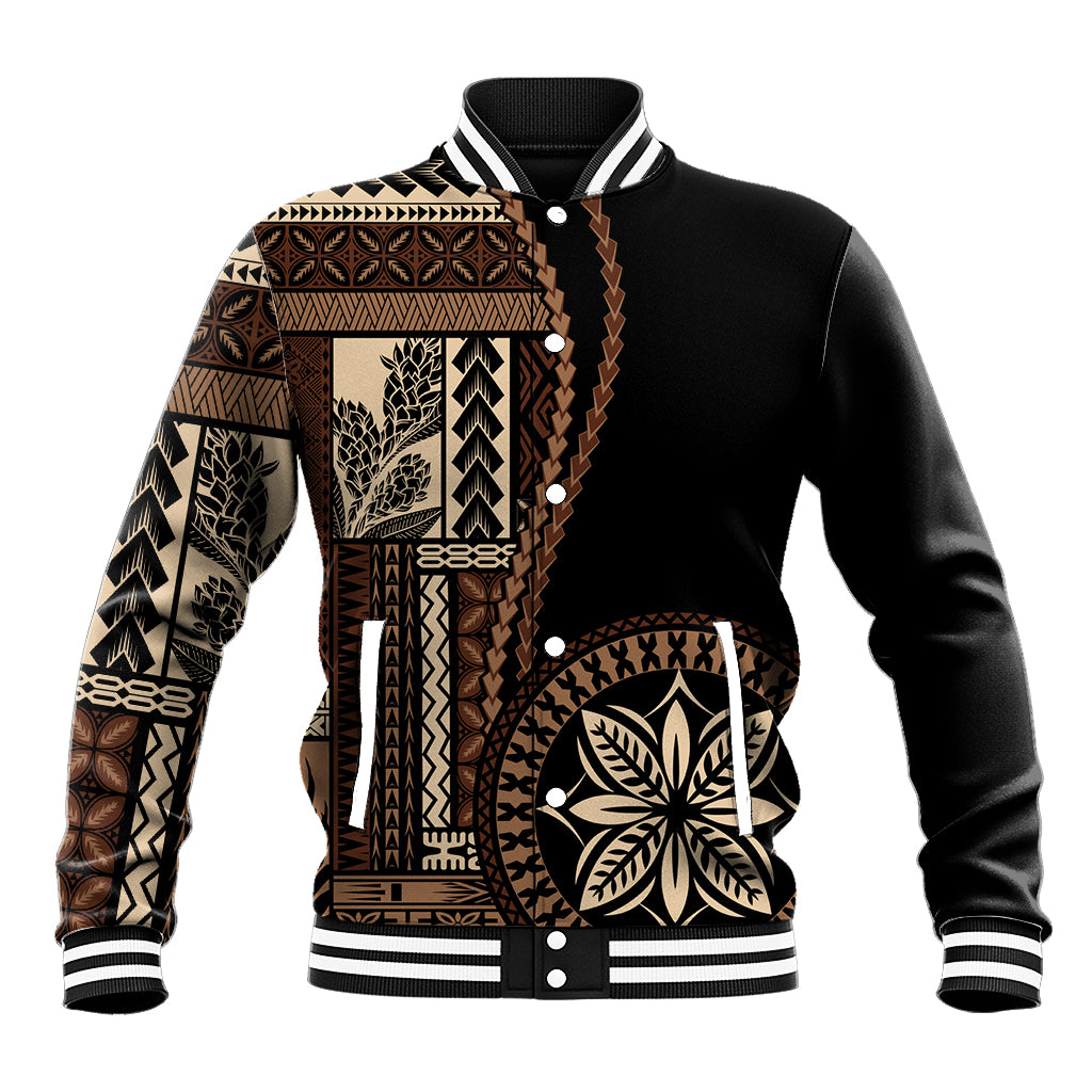 Samoa Siapo Motif Baseball Jacket Classic Style - Black Ver02 LT7 - Wonder Print Shop