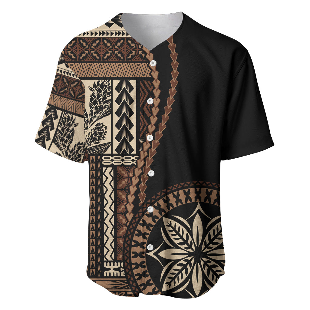 Samoa Siapo Motif Baseball Jersey Classic Style - Black Ver02 LT7 - Wonder Print Shop
