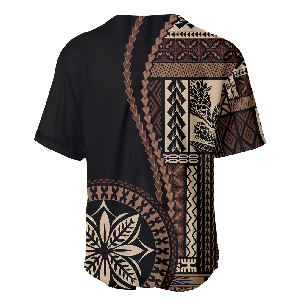 Samoa Siapo Motif Baseball Jersey Classic Style - Black Ver02 LT7 - Wonder Print Shop