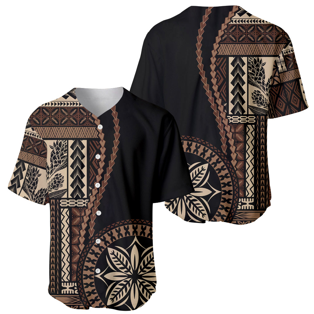Samoa Siapo Motif Baseball Jersey Classic Style - Black Ver02 LT7 - Wonder Print Shop