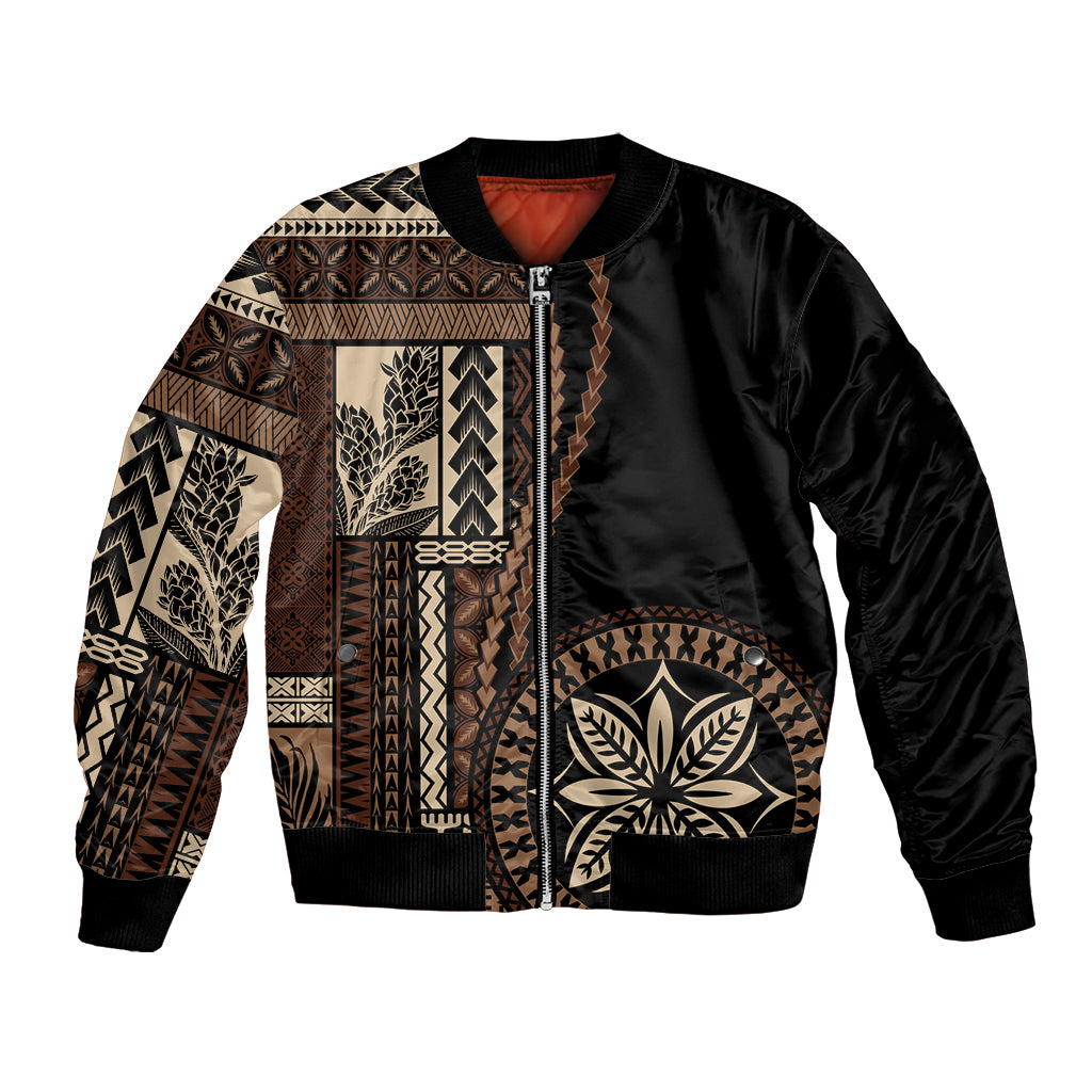 Samoa Siapo Motif Bomber Jacket Classic Style - Black Ver02 LT7 - Wonder Print Shop