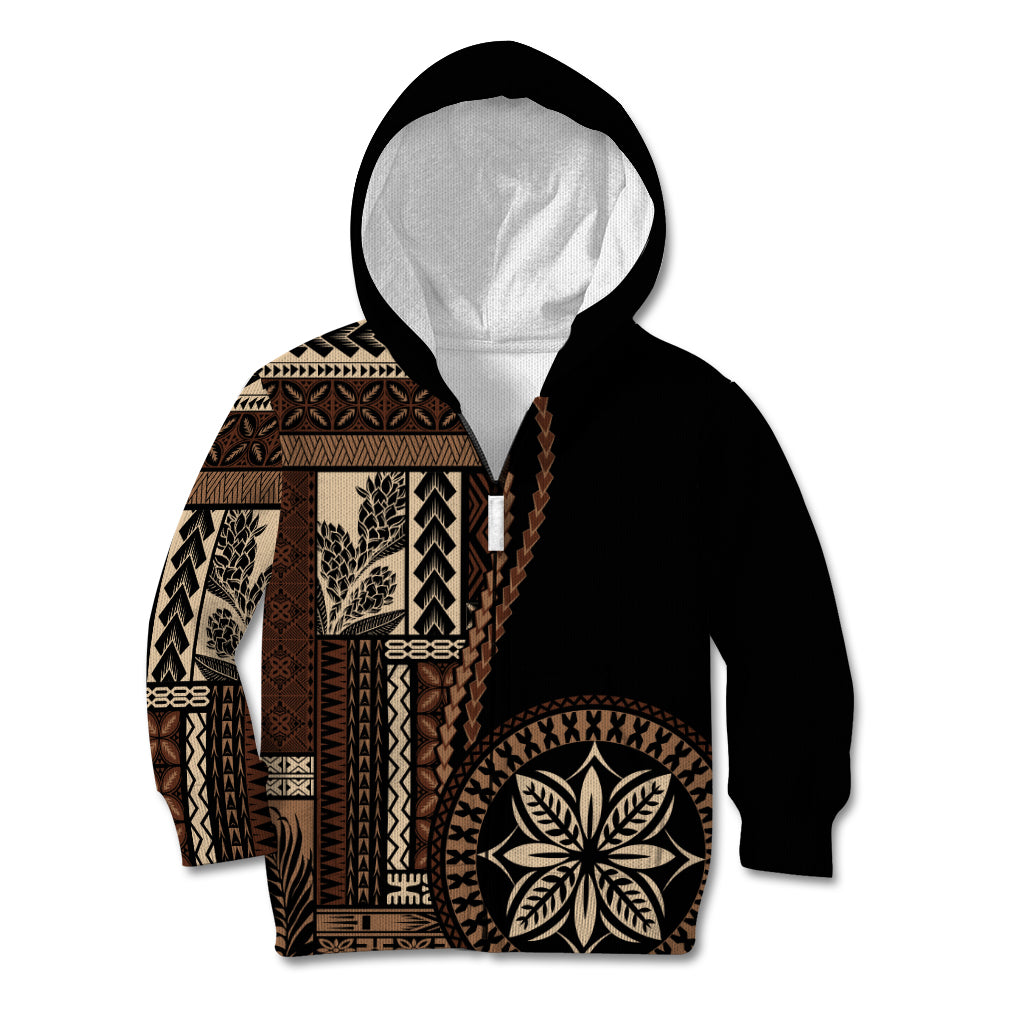 Samoa Siapo Motif Kid Hoodie Classic Style - Black Ver02 - Wonder Print Shop