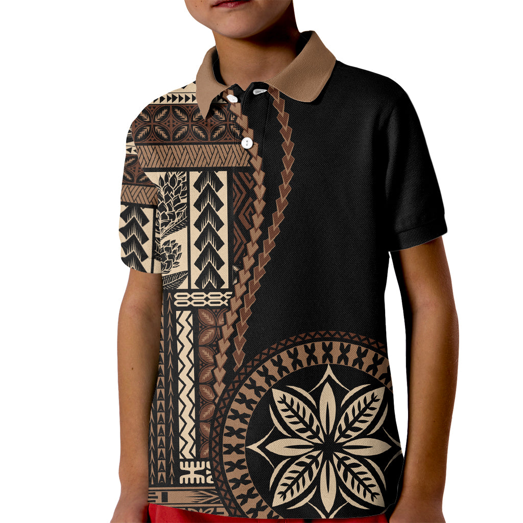 Samoa Siapo Motif Kid Polo Shirt Classic Style - Black Ver02 - Wonder Print Shop