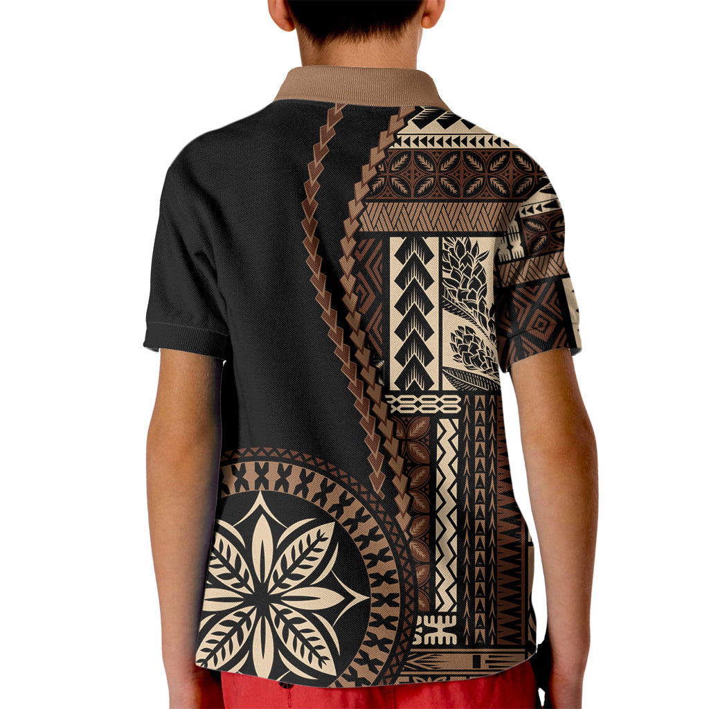 Samoa Siapo Motif Kid Polo Shirt Classic Style - Black Ver02 - Wonder Print Shop