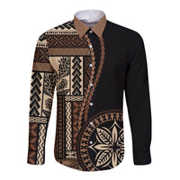 Samoa Siapo Motif Long Sleeve Button Shirt Classic Style - Black Ver02 - Wonder Print Shop