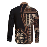 Samoa Siapo Motif Long Sleeve Button Shirt Classic Style - Black Ver02 - Wonder Print Shop