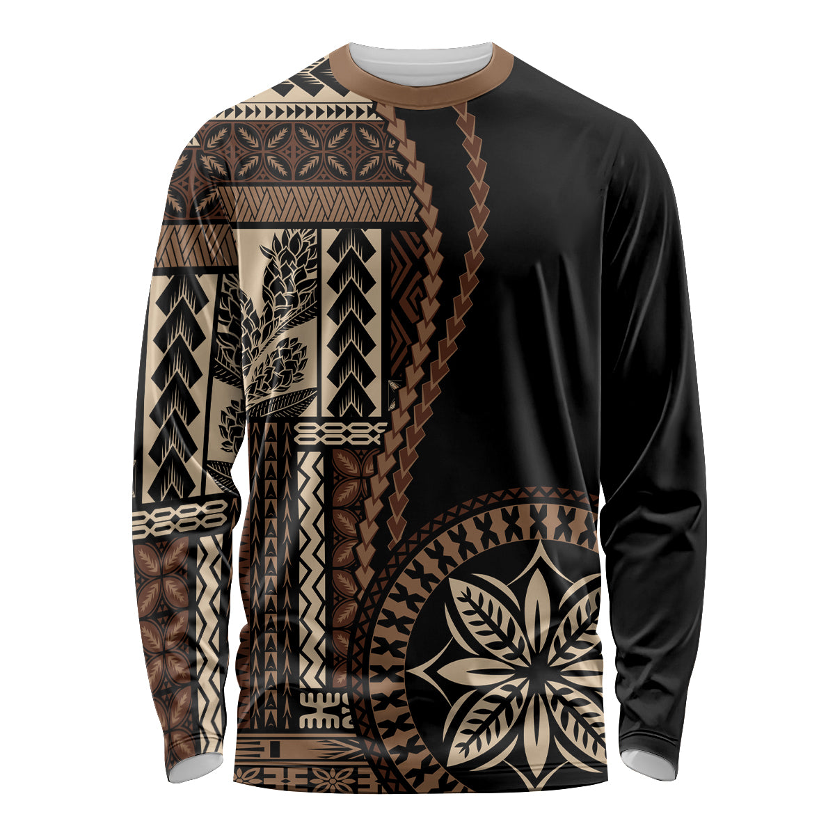 Samoa Siapo Motif Long Sleeve Shirt Classic Style - Black Ver02 - Wonder Print Shop