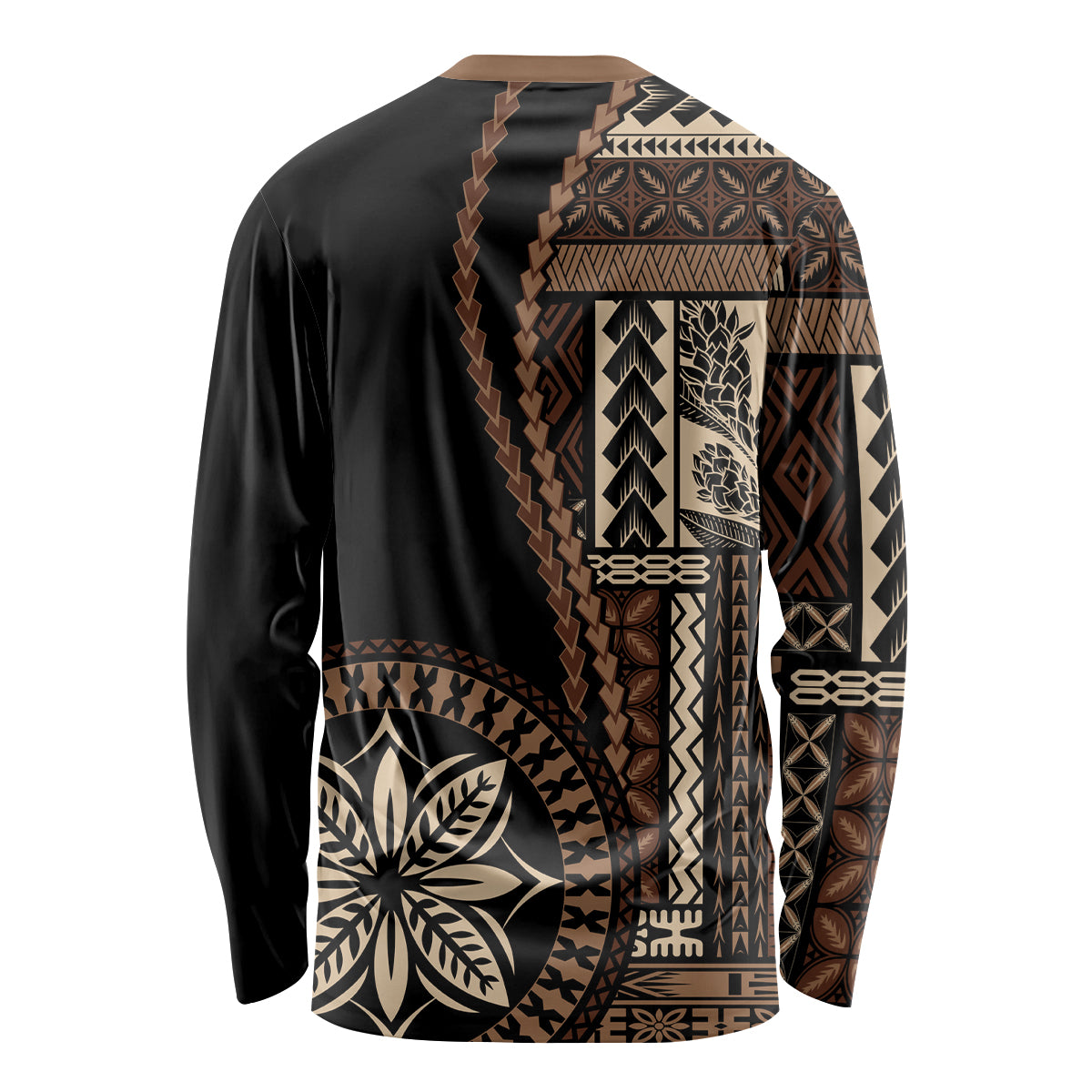 Samoa Siapo Motif Long Sleeve Shirt Classic Style - Black Ver02 - Wonder Print Shop