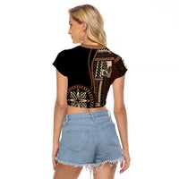 Samoa Siapo Motif Raglan Cropped T Shirt Classic Style - Black Ver02 - Wonder Print Shop