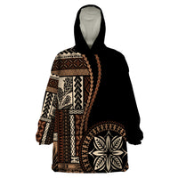 Samoa Siapo Motif Wearable Blanket Hoodie Classic Style - Black Ver02 - Wonder Print Shop